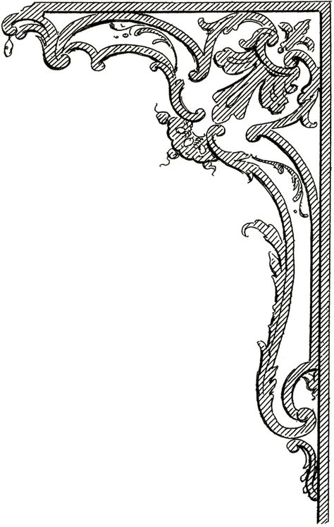 8 Free Corner Designs! - The Graphics Fairy Ornamental Corner Designs, Stencil Borders, Gothic Corner Border, Corner Ornament, Corner Ornaments Vector, Black And White Clip Art, Vintage Baroque Ornament, Fairy Vintage, Baroque Corner Ornament