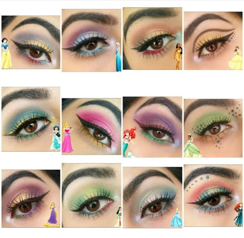 Universal Makeup Looks, Disney Princess Eyeshadow Looks, Disney Eyeshadow Looks, Makeup For Disneyland, Disney World Makeup Looks, Disney Princess Eye Makeup, Disney World Makeup, Princess Makeup For Kids, Princess Daisy Makeup