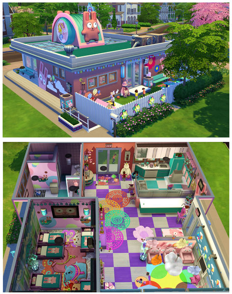 Planning to add some kiddos into your Sim's household? Then you'll love this custom daycare lot, complete with a full outdoor activity space and a nap time room. Your child Sims won't know what hit em with this fun & captivating space! Daycare Cc Sims 4, Sims 4 Middle School Cc, Daycare Mod Sims 4, Sims Daycare, Sims 4 Daycare Build, Sims 4 Kindergarten, Sims 4 Daycare Mod, Sims 4 Daycare Cc, Sims 4 Daycare