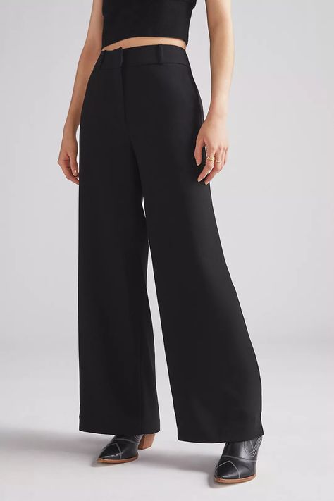 Violette Wide-Leg Pants | Anthropologie Code Black, Pants Style, Black Trousers, Menswear Inspired, 50 Fashion, Mock Neck Sweater, Knit Vest, Fall Looks, Pants Black