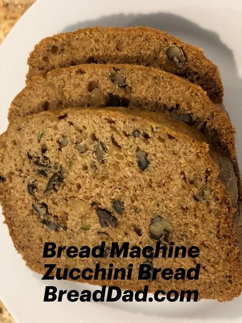 Sliced Zucchini Bread Bread Machine Recipes Healthy, Bread Machine Mixes, Bread Machine Recipes Sweet, Homemade Bread Dough, Gluten Free Bread Machine, Easy Bread Machine Recipes, Gluten Free Zucchini Bread, Best Zucchini Bread, Best Bread Machine