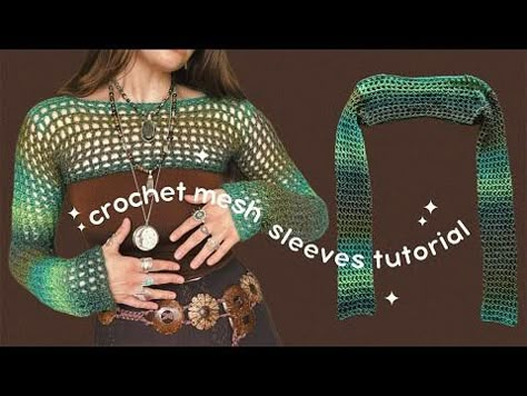 (3846) how to crochet mesh sleeves - EASY tutorial - YouTube Crochet Mesh Sleeve Top, How To Crochet A Mesh Top, Crochet Mesh Sleeves Pattern Free, Crochet Sleeves Tutorial, Crochet Sweater Sleeves, Crochet Sleeve Pattern, Crochet Mesh Top Pattern Free, Crochet Sleeves Pattern Free, Crochet Shrug Tutorial