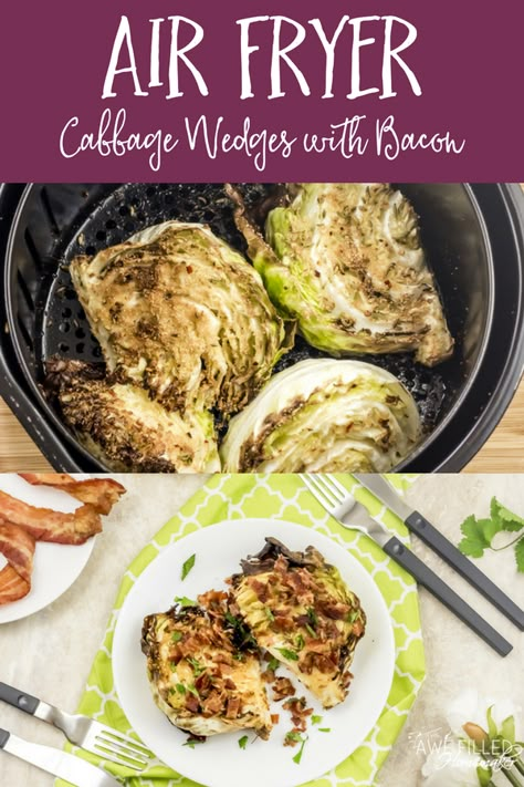 It is the perfect time of year to start thinking about vegetables! Actually, anytime of year is a good time for that! This Air Fryer Cabbage Wedge with bacon recipe is so good! It takes a regular vegetable that is already delicious and kicks it up a notch using your air fryer! #AirFryer #Cabbage #Vegetables #Keto #lowcarb Airfryer Cabbage, Air Fryer Cabbage, Fryer Cabbage, Cabbage Wedges, Bacon Recipe, Air Fryer Oven Recipes, Fried Cabbage, Air Fryer Recipes Easy, Air Fryer Recipes Healthy