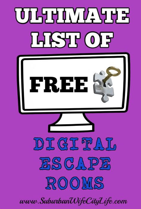 Ultimate List of FREE Virtual Escape Rooms | Suburban Wife, City Life Virtual Therapy Games, Online Escape Rooms Free, Escape Room For Teacher Team Building, Digital Escape Room Free, Music Escape Room, Escape Rooms For Kids, Virtual Escape Room, Room Escape Games, Room List