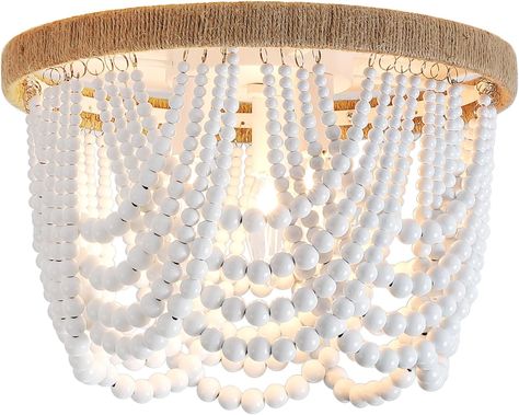 Brand	DIKAIDA
Color	White
Material	Wood Beaded
Style	Bohemian Wood Beaded Chandelier Light
Light fixture form	Close to Ceiling Beaded Flush Mount Light, Nursery Light Fixture, White Bead Chandelier, Beaded Light Fixture, Wood Beaded Chandelier, Boho Light Fixture, Chandelier For Bedroom, Farmhouse Light, Bohemian Elements