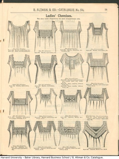 Ladies Chemises from the Winter 1886-87 B. Altman & Co. catalogue 1890s Chemise, Catalogue Inspiration, Patron Vintage, Heirloom Sewing, Victorian Clothing, Old Fashion, Historical Costume, Historical Dresses, Fashion Plates