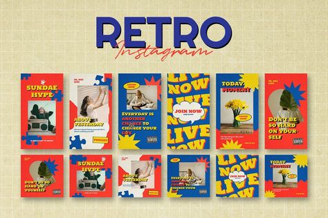 Retro Instagram Template Bundle: 50+ unique and customizable templates for Instagram Stories, posts, and highlights. Boost your engagement and grow your following with this stylish and creative #Instagram_Design #Social_Media_Marketing_Post #Retro_Instagram #Instagram_Creator Social Media Marketing Post, Retro Instagram, Instagram Photoshop, Instagram Creator, Vintage Instagram, Branding Template, Contents Design, Instagram Feed Ideas, Instagram Design