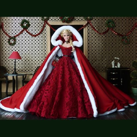 Mrs. Claus / David Bocci Sewing Barbie Clothes, Barbie Collector Dolls, Barbie Fashionista Dolls, Barbie Dress Fashion, Christmas Barbie, Barbie Clothes Patterns, Barbie Gowns, Doll Clothes Barbie, Barbie Patterns