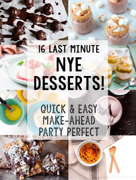 New Year's Eve Desserts - great recipe and cocktail ideas! Nye Desserts, Desserts Quick, Holiday Recipies, New Years Eve Dessert, New Year's Eve Appetizers, New Year's Desserts, New Years Eve Food, Festive Food, New Year's Eve Recipes