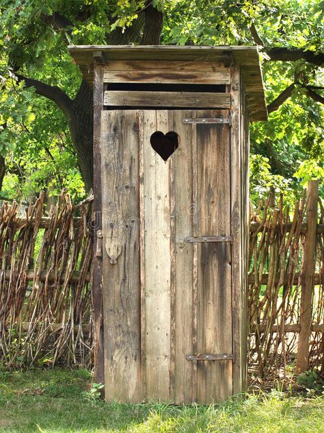 Old toilet. (WC) made of wood with heart on the door , #AD, #WC, #toilet, #door, #heart, #wood #ad Outdoor Toilet Ideas, Outdoor Restroom, Outhouse Bathroom Decor, Old Toilet, Outhouse Bathroom, Outside Toilet, Out Houses, Outhouse Decor, Cat Fence