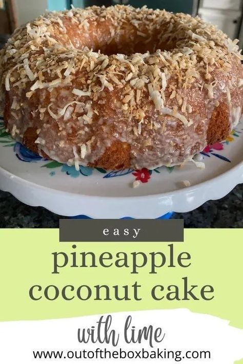 Easy Pineapple Coconut Cake (with Lime) - Out of the Box Baking Pineapple Coconut Cake, Chicken With Bacon, Smothered Chicken, Vegetarian Cake, Pineapple Upside Down Cake, Box Cake Mix, Pineapple Coconut, Yellow Cake Mixes, Fudge Brownies