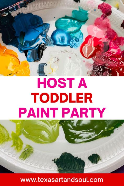 Finger Paint Party, Painting With A Twist Birthday Party, Toddler Paint Party, Paint Party Ideas For Kids, Birthday Party Painting Activities, Painting Activity For Birthday Party, Painting With Toddlers, Kids Paint Night, Girls Painting Party