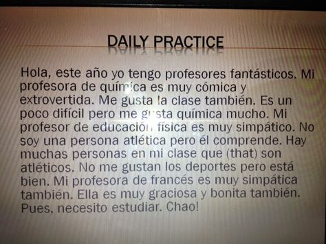 I'm always trying to figure out the perfect that is going to allow my Spanish 1 kids to walk out at the end of the year learning such a hig... Spanish Paragraph, Spanish Teacher Resources, Useful Spanish Phrases, 30 Day Art Challenge, Writing Journals, Learning Spanish Vocabulary, Journal Inspiration Writing, Spanish Teaching Resources, Spanish Reading