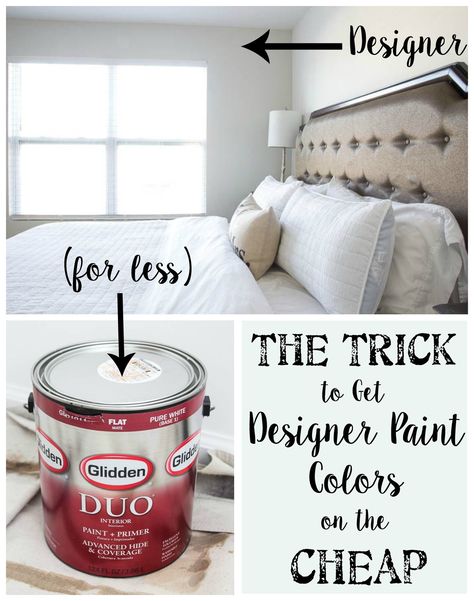 At least once a week, I get a paint question in my inbox.  And most of the time it’s either 1.) What paint color is in your [insert room here]?  Or 2.) What do you mean you mixed one paint color into another? I guess I just gave away my paint trick at the very beginning … Home Depot Paint Colors, Home Depot Colors, Glidden Paint Colors, Designer Paint Colors, Home Depot Paint, Glidden Paint, Best White Paint, Benjamin Moore Paint, Paint Matching