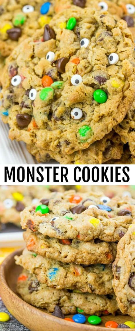 Monster Cookies Halloween, Cookies Monster, Weight Watcher Desserts, Halloween Cookie Recipes, Cookies Halloween, Halloween Breakfast, Fun Halloween Treats, Monster Cookie, Fun Halloween Food