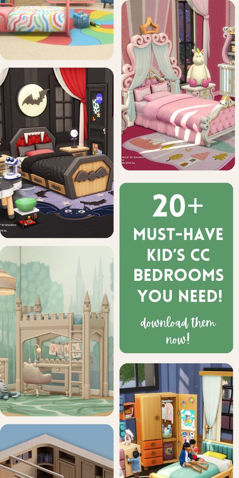 If you're looking for really fun options for a kid's cc bedroom, these are the ones. They have everything you'd need from gorgeous kid's beds, dressers, and so much else #TheSims4 Kids Furniture Sims 4 Cc, Sims Cc Kids Room, Kids Bedroom Sims 4 Cc, Sims 4 Kid Bedroom, Teen Room Cc Sims 4, Sims 4 Cc Child Furniture, Sims 4 Child Bedroom Cc, Sims 4 Boy Room Cc, Kids Bedroom Sims 4