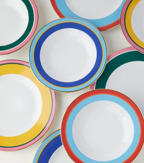 LA DOUBLEJ Rainbow   dinner plates Italian ceramic masters Ancap Colorful Dinner Plates, Colourful Plates, Show Plates, Double J, Pinterest Contest, Home Decor Brands, Soup Plating, Italian Ceramics, Dinner Plate Sets