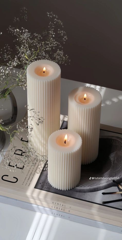 Pillar Candle, Decoration Ideas, Pillar Candles, Candles, Christmas, Gifts, White, Home Decor, Home Décor