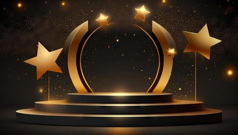 Award ceremony background with podium and 3d gold star element. Award Ceremony Background, Ceremony Background, Award Ceremony, Wedding People, Heart Tree, Cityscape Photos, Logo Banners, Presentation Slides, Heart With Arrow