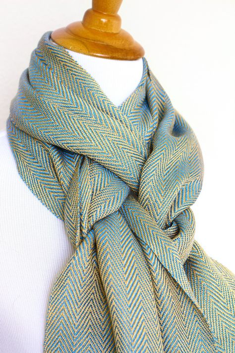 Weaving Clothing, Handmade Wool Scarf, Weaving Book, Twill Pattern, Men Scarf, Luxury Scarf, Gold Scarf, Rigid Heddle Weaving, Woven Scarf