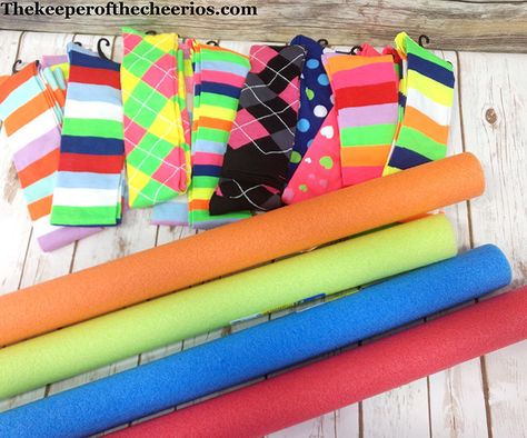 Sock Stick Horse, Horse Pool, Pool Noodle Horse, Noodle Horse, Noodle Crafts, Unicorn Party Food, Pool Noodle Crafts, Horn Hair, Laundry Soap Homemade