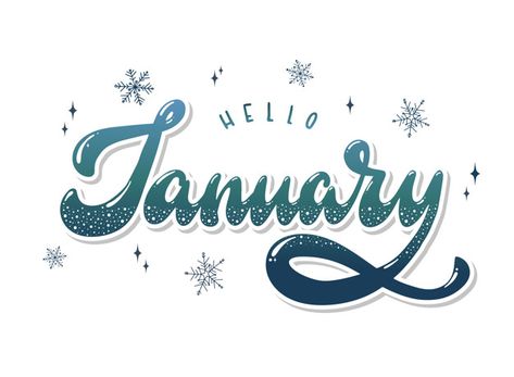 Hello january hand lettering quote Premi... | Premium Vector #Freepik #vector #snow #hand #brush #quote January Word Art, January Font, January Clipart, January Lettering, Hello January, Hello April, Hello March, Vector Quotes, Studio Background Images