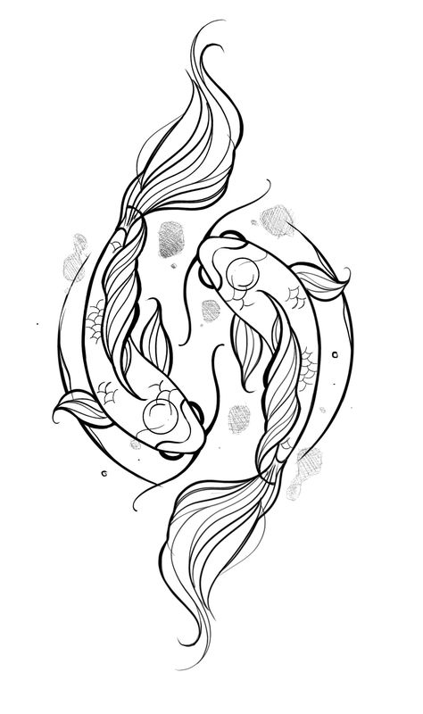 Koi Fish Tattoo Stencil, Karp Koi, Animal Stencil Art, Carp Tattoo, Fish Outline, Sisters Tattoo, Father Tattoos, Yin Yang Art, Yin Yang Tattoos