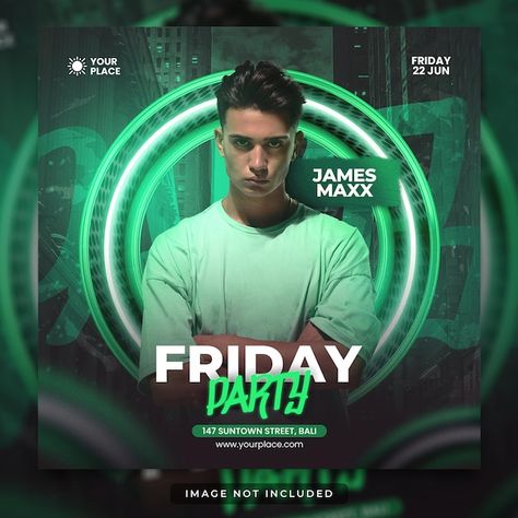 Friday party club dj event flyer social ... | Premium Psd #Freepik #psd #music #party #flyer #template Dj Event, Promo Flyer, Dj Night, Gaming Poster, Flyers Design, Party Flyers, Gaming Posters, Social Media Flyer, Social Media Post Template