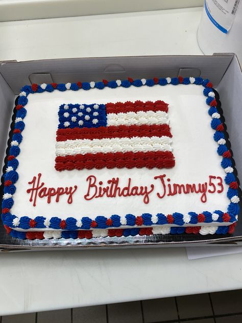 American Flag Birthday Cake, 4th Of July Sheet Cake, Patriotic Birthday Cake, Patriotic Cake Decorating, America Birthday Cake, Brave Cakes, Bday Cupcakes, Walmart Cakes, Fireman Decor