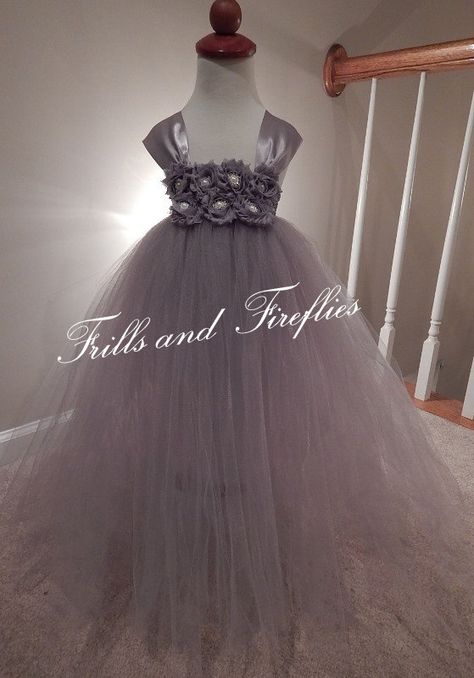 Gray Flower Girl Dress, Grey Shabby Chic Tutu Dress, Silver Shabby Chic Flowers - OTHER COLORS AVAILABLE 12-24 Mo, 2t, 3t, 4t, 5t, 6 by Frills and Fireflies, $55.00 Gray Flower Girl Dress, Grey Flower Girl Dress, Gray Flower Girl, Chic Bridesmaid Dresses, Shabby Chic Flowers, Gray Flower, Ivory Flower Girl Dresses, Flower Girl Dresses Tutu, Girl Tutu