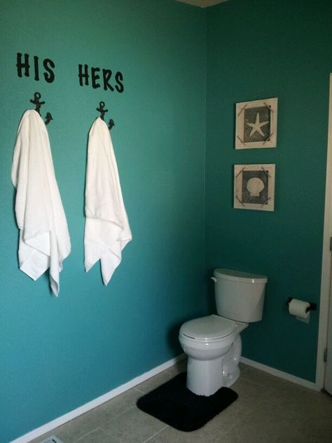 Back bathroom ideas. I need to put all my anchor decor to use. :) Anchor Bathroom Ideas, Turquoise Bathroom Decor, Anchor Bathroom, Turquoise Bathroom, Top Bathroom Design, Teal Bathroom, Anchor Decor, Nautical Bathroom Decor, Bathroom Themes