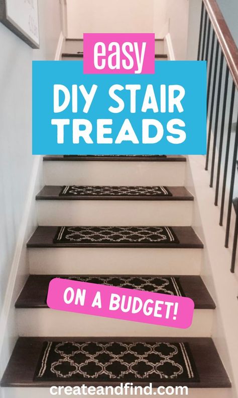 DIY stair treads. Diy Stair Treads, Anti Slip Stairs, Painted Stairs Makeover, Painted Wood Stairs, Diy Stairs Makeover, Diy Staircase Makeover, Stairs Makeover Ideas, Pallet Floors, Family Room Paint