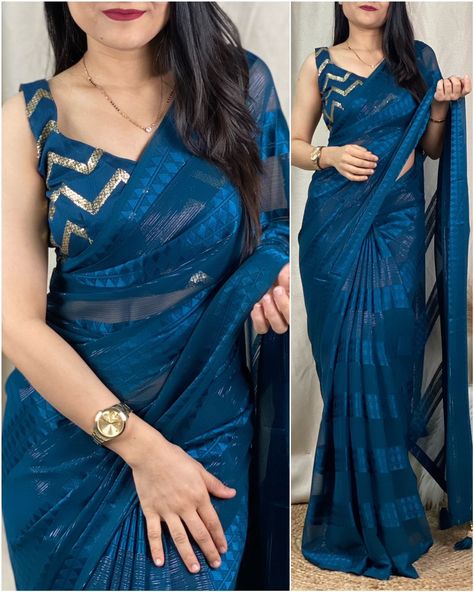 Georgette Saree Blouse Designs, Georgette Saree Blouse, Saree Blouse Material, Saree Designer Blouse, Glamorous Saree, Saree Georgette, Best Blouse Designs, Pattu Saree Blouse Designs, Lehenga Designs Simple