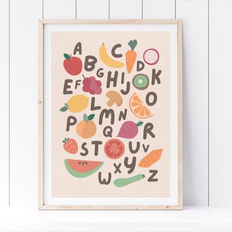 Alphabet Art for classroom, kids room, nursery, play room. Educational Wall Art, Educational Poster, Nursery Room Inspiration, Nursery Inspo, Alphabet Art, L Alphabet, Wall Art Nursery, Alphabet Print, Education Poster