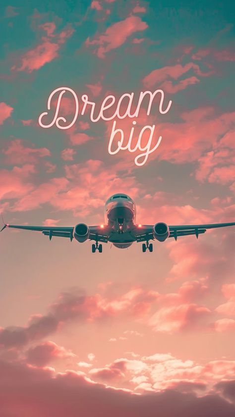 Dream Big Wallpaper Aesthetic, Flying Plane Wallpaper, Big Dream Quotes, Plane In Sky Aesthetic, Flight Aesthetic Wallpaper, Aviation Aesthetic Wallpaper, Travel Aesthetic Wallpaper Iphone, Airplane Wallpaper Aesthetic, Sky Airplane Aesthetic