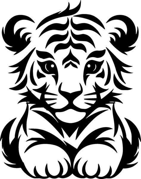 Celtic Tiger, Animal Stencil Art, Tiger Cartoon, Lion Cartoon, Tiger Baby, Lion Graphic, Animal Stencil, Tattoo Design Book, Baby Tiger