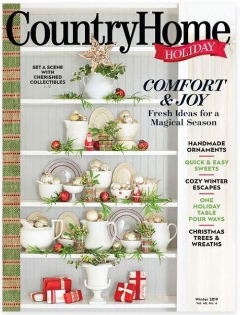 country home magazine holiday issue cover Christmas Paper Chains, Farmhouse 5540, Country Home Magazine, Holiday Plates, Art Christmas Gifts, Romantic Holiday, Christmas Tree Wreath, Red Ornaments, Christmas Living Rooms