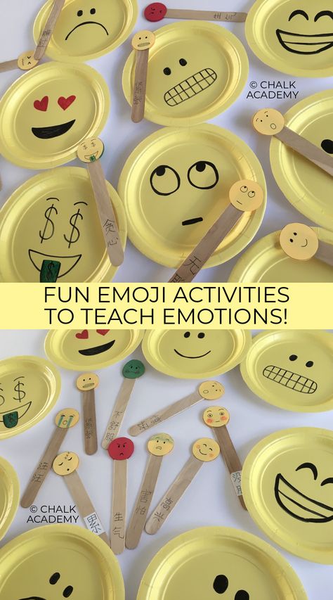 Emoji Wheel - Learn about emotions with this fun printable in Chinese and English. Preschool | Homeschool | Elementary School | Mandarin Immersion | Emotion activity for kids #learnchinese #emotions #emojis Emotion Themed Preschool Activities, Learning Emotions Preschool, Emotion Games For Kids, Emoji Activities For Kids, Emoji Day Activities For Kids, Feelings And Emotions Math Activities, Emotion Puzzles Preschool, Social And Emotional Learning Activities, Emoji Activities