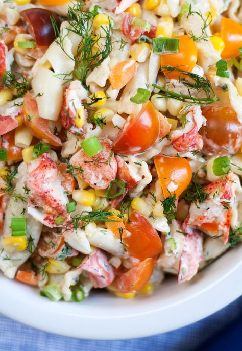 Lobster Pasta Salad, Seafood Salad Pasta, Lobster Pasta, Lobster Salad, Macaroni Salad Recipe, Grape Salad, Pasta Salad Recipe, Lobster Recipes, Crab Salad