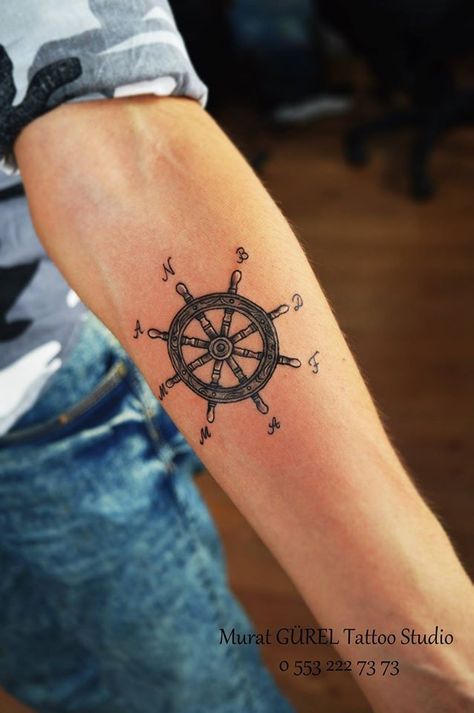 Rudder Tattoo, Phoenix Tattoo For Men, Minimalist Tattoo Ideas, Men Tattoo, Ship Tattoo, Phoenix Tattoo, Tattoo Meaning, Tattoo Work, Tattoo Tattoo