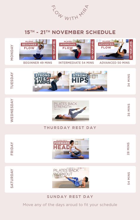 Weekly Pilates Routine, Pilates Schedule, Pilates Weekly Schedule, Workout Schedule Pilates, Pilates Schedule Workout Plans, Pilates Class Plan, Pilates Youtube Workout Plan, Weight Gain Workout, Workout Days