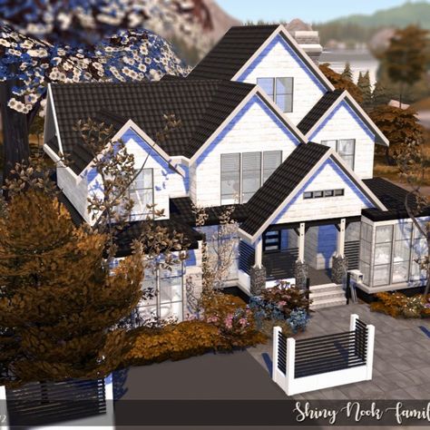 The Sims 4 Autumn Traditional House. CC's Home. Download at @TheSimsResource . This is a family beautiful traditional house, two story home for a family of six. Fully furnished, 3 bedrooms, 2 bathrooms. Custom Content was used.CC's needed for this Lot - Please read in the Required Tab. Download at @TheSimsResource . Custom Content was used. Creation by @Moniamay72. #TS4 #ts4lots #tsr #TheSims #sims4 #thesims4 #Moniamay72 #thesims4lots #farm #cc #TSR #autumn #traditional Sims 4 Autumn, House Two Story, Sims 4 Family House, The Sims 4 Lots, Sims 4 Tsr, Sims 4 Family, Sims 4 House Plans, Sims 4 House Building, Free Sims 4