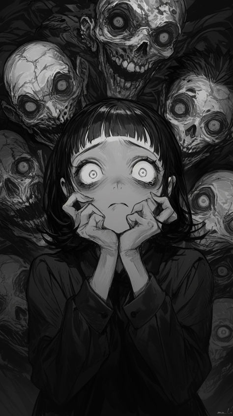 Horror Zombie, Creepy Anime Art, Horror Manga Art, Scary Wallpaper Aesthetic, Noir Illustration, Ripping Face Off Art, Head Exploding Art, Horror Reference, Horror Illustration Art