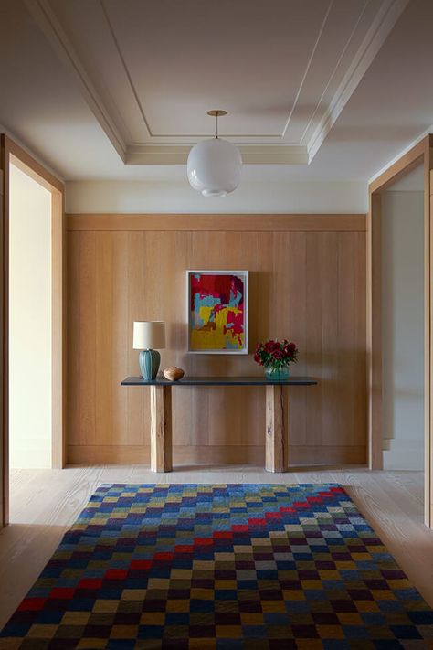 Primary colours could not be cooler Studio Shamshiri, Leather Banquette, West Village Apartment, Farmhouse Decoration, Top Interior Designers, West Village, Entry Foyer, Interior Design Studio, Ceiling Design