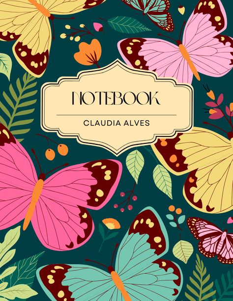 See more templates in my Canva portfolio 👉 https://www.canva.com/p/olegnik/ ⭐️ This design meets the following characteristics: book butterflies cover cute floral flowers journal notebook notes planner Floral Book Cover, Book Butterflies, Canva Portfolio, Butterfly Notebook, Manifest Journal, Notebook Notes, Flowers Journal, The Notebook Quotes, Music Note Tattoo