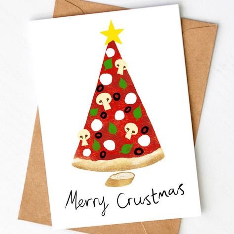 Pizza Christmas Card - funny Christmas cards exclusive to So Close Studio Nothing says "Christmas" like a pizza slice Christmas tree! Perfect for pizza lovers and foodies this festive season, this food pun card is sure to make them smile. This cheery🎄merry christmas fonts free | christmas holiday fonts | christmas style fonts 🎄#ChristmasFonts #FreeFonts #HolidayFonts Christmas Funny Cards, Cute Diy Christmas Cards, Christmas Card Puns, Funny Christmas Cards Diy, Christmas Cards Funny, Funny Christmas Puns, Pizza Christmas, Christmas Cards Drawing, Christmas Card Funny