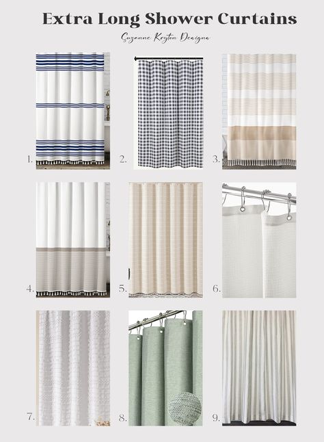 80 Inch Long Shower Curtain, Transitional Bathroom Shower Curtain, Extra Long Shower Curtain Ideas Modern, 2 Panel Shower Curtain Ideas, Xl Shower Curtain, 96” Shower Curtain, Extra Long Shower Curtains, Tall Shower Curtain Ideas, Extra Long Shower Curtain Ideas