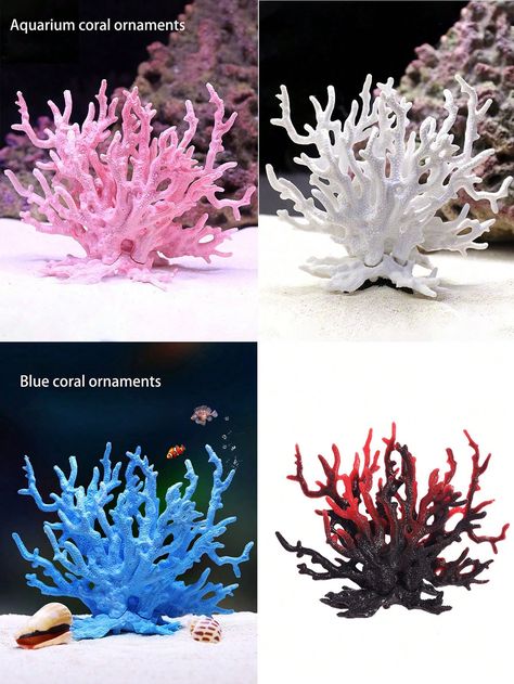 1pc Coral Reef Aquarium Decoration Set Including Coral Tree Branch, Artificial Rocks, Shells, Fake Seaweed And Iron DeadwoodI discovered amazing products on SHEIN.com, come check them out! Fake Seaweed, Coral Tree, Artificial Rocks, Coral Reef Aquarium, Reef Aquarium, Aquarium Decor, Aquarium Decorations, Coral Blue, Tree Branch