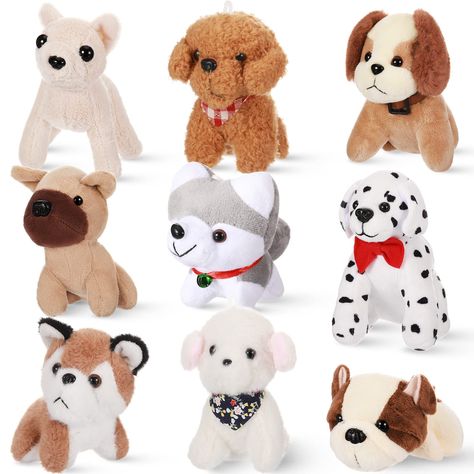 PRICES MAY VARY. Quantity and Style: you will get 9 pieces of plush dog party favors with different styles, with realistic and cute shapes and bright colors, which can easily attract the attention of little ones, teenagers and adults. Different breeds of dogs meet people's different preferences; Toy dogs don't look much like real dogs Size Details: these small stuffed animals are 12 cm/ 4.7 inch in size, small and lightweight, easy to carry and store; Cute size to put them on the table, cabinet, Dog Stuffed Animals, Dog Party Decorations, Dog Party Favors, School Party Favors, Puppy Pawty, Birthday Basket, Small Stuffed Animals, Easter Plush, Dog Stuffed Animal