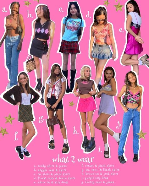 @y2k.catalog on Instagram: “some cute outfits i found on pinterest! inspired by a 2000s catalog🍓✨ edited by me :)  #y2k #y2kaesthetic #y2kfashion #y2kstyle #y2koutfits” Y2k Catalog, Scrap Fashion, 2000s Catalog, 90s Magazine, 2000s Outfit, Moda Hippie, Estilo Indie, Grunge Dress, Dress Up Day